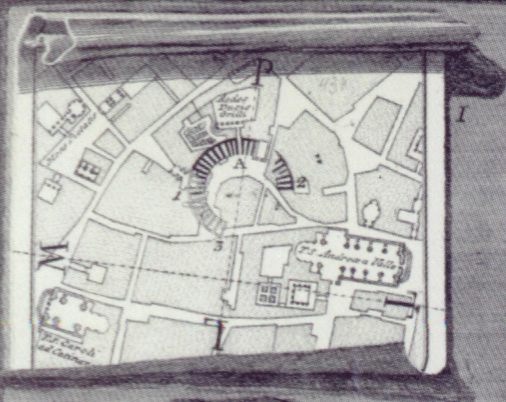 Teatro Pompeyo en 1762 seg&uacute;n grabado de Piranesi.